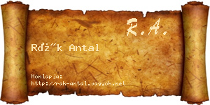 Rák Antal névjegykártya